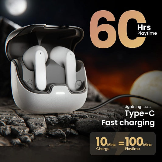 Audio Z40 True Wireless in Ear Earbuds with 60H Playtime, Zen™ ENC Mic, Low Latency Gaming, Type-C Fast Charging, Made in India, 10mm Rich Bass Drivers, IPX5, Bluetooth 5.3 Ear Buds TWS (White)