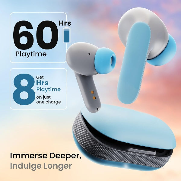 Audio Z20 Pro Truly Wireless Bluetooth Ear Buds with 60H Playtime, 4 Mics Clear Calling, 45ms Low Latency, Rich Bass Drivers, Touch Controls, IPX5 TWS Earbuds Bluetooth Wireless (Powder Blue)