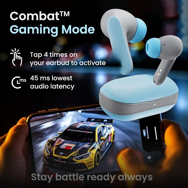 Audio Z20 Pro Truly Wireless Bluetooth Ear Buds with 60H Playtime, 4 Mics Clear Calling, 45ms Low Latency, Rich Bass Drivers, Touch Controls, IPX5 TWS Earbuds Bluetooth Wireless (Powder Blue)
